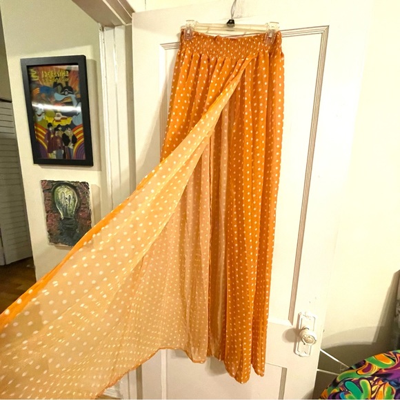 Maxi Skirt & Tube Top Set | Burnt Orange Polka Dot Flowy Sexy Date Summer Cute - Picture 6 of 13